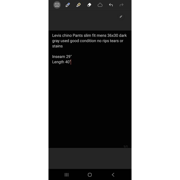 Levis Chino Pants Slim Mens 36x30 Dark Gray 24888 S40196 - Picture 7 of 7